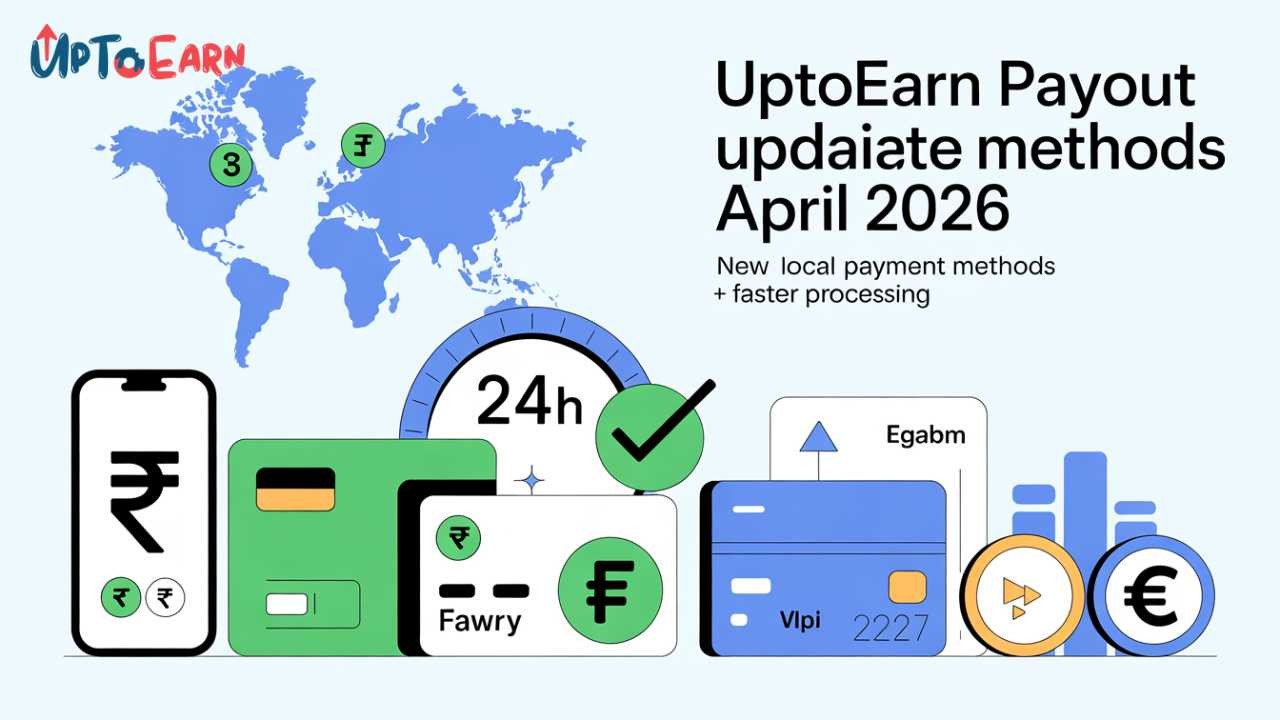 UptoEarn April 2026 Payout Update: New Methods for India, Egypt & Spain